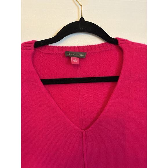 Vince Camuto Pink Pullover Oversized Knit Sweater SZ S Cozy Essential V Neck - Picture 4 of 6